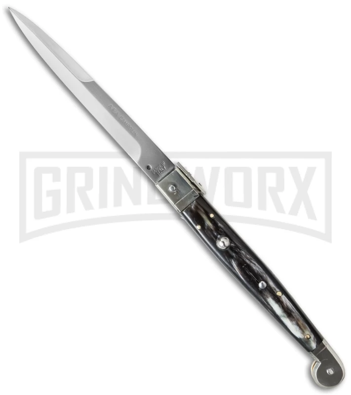 A.G.A. Campolin 12" Brazilian Horn Sicilian Picklock Automatic Knife - Bayonet