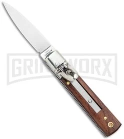AGA 6" Mini Classic Lever Lock Cocobolo Wood Automatic Knife - Satin Plain
