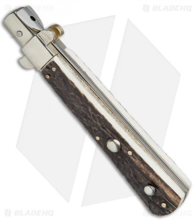 AGA Campolin 13" Italian Frosolone Automatic Knife Stag Horn (6.5" Bayonet) - Image 2