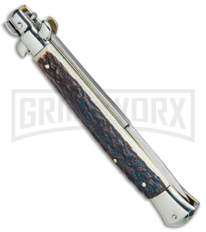 AGA Campolin 11" 2017 Italian Picklock Stag Automatic Knife - Bayonet - Image 3