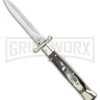 AGA Campolin 9" Italian Stiletto Swinguard Dark Horn Automatic Knife - Dagger