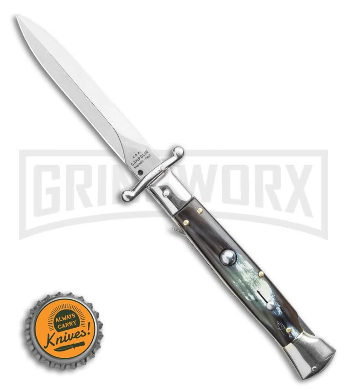 AGA Campolin 9" Stiletto Swinguard Brazilian Horn Automatic Knife - Dagger - Image 4