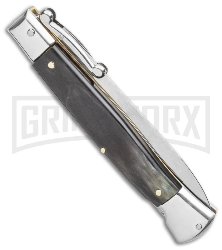 AGA Campolin 9" Stiletto Swinguard Brazilian Horn Automatic Knife - Dagger - Image 3