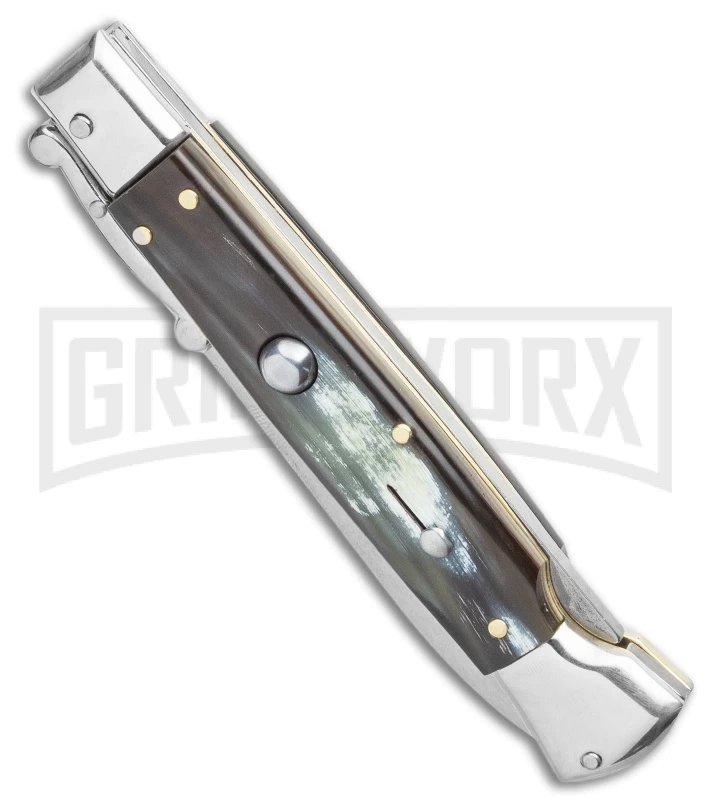 AGA Campolin 9" Stiletto Swinguard Brazilian Horn Automatic Knife - Dagger - Image 2