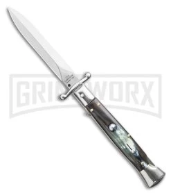 AGA Campolin 9" Stiletto Swinguard Brazilian Horn Automatic Knife - Dagger