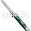 A.G.A. Campolin 9" Maltese Cross Abalone Stiletto Automatic Knife - Bayo Satin