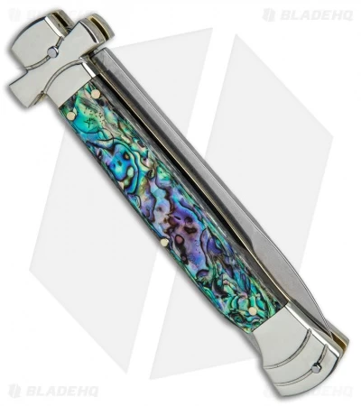 AGA Campolin 9" Maltese Cross Bayonet Italian Stiletto Knife Abalone (4" Satin) - Image 3