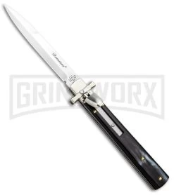 A.G.A. Campolin 9" Dominus Dark Horn Leverlock Automatic Knife - Satin