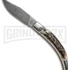 AGA Campolin Diana Stag Horn Lever Lock Automatic Knife - Damascus