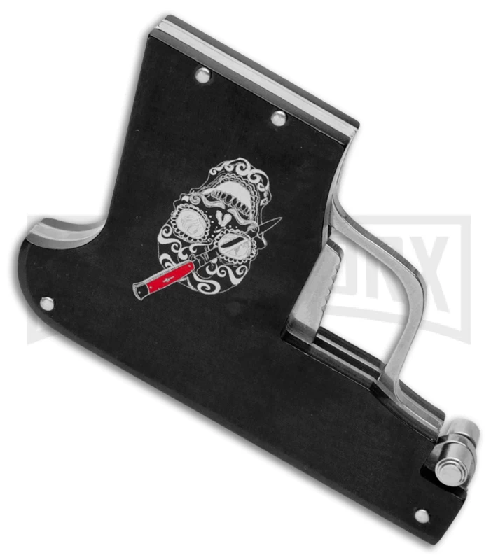 AGA Campolin Black Automatic Gun Knife - Satin Plain - Image 2