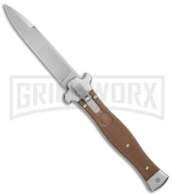 AGA Campolin Zero Brown G-10 Leverlock Automatic Knife - Bayonet Satin Plain