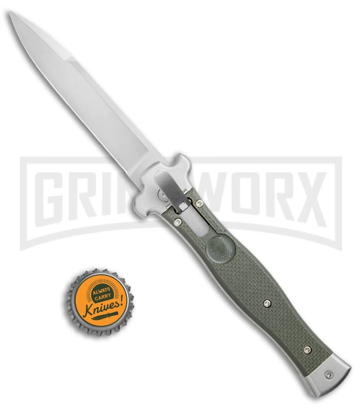 AGA Campolin Zero OD Green G-10 Leverlock Automatic Knife - Bayonet Satin Plain - Image 4