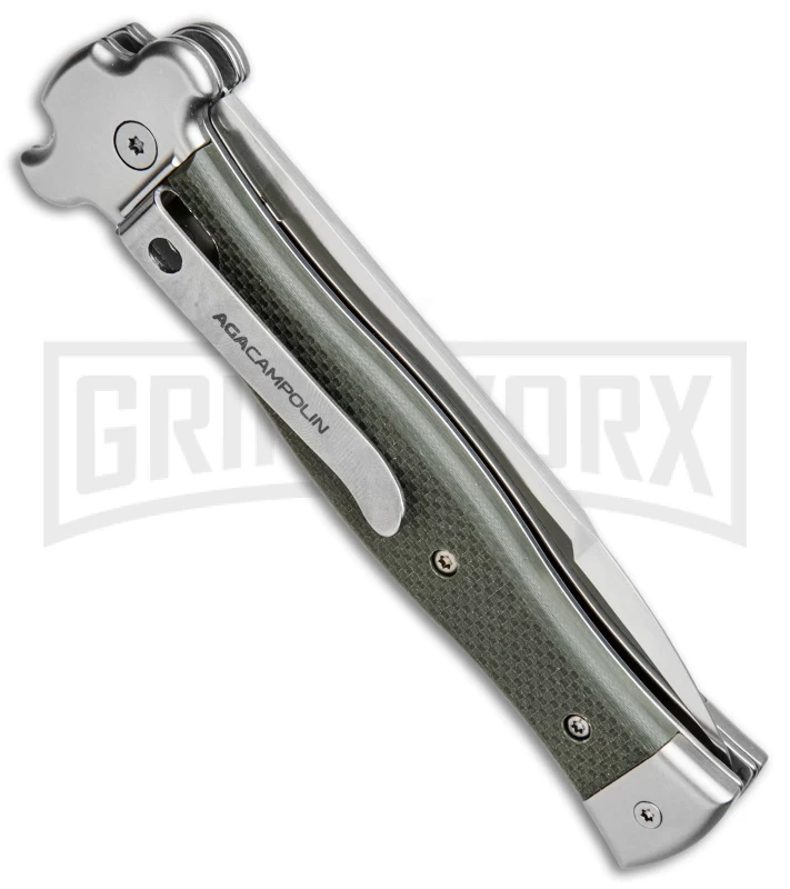 AGA Campolin Zero OD Green G-10 Leverlock Automatic Knife - Bayonet Satin Plain - Image 3