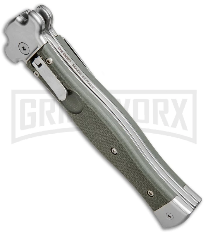 AGA Campolin Zero OD Green G-10 Leverlock Automatic Knife - Bayonet Satin Plain - Image 2