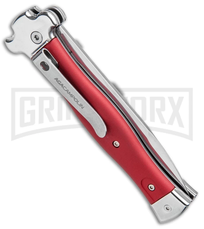 AGA Campolin Zero Red Aluminum Leverlock Automatic Knife - Bayonet Tumbled Plain - Image 3