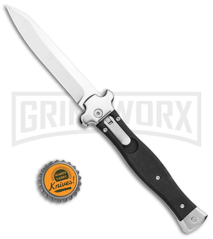 AGA Campolin Zero Smooth Black G-10 Leverlock Auto Knife - Reverse Tanto Plain - Image 4