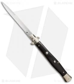 AGA Campolin 13" Automatic Knife Ebony Wood Italian Stiletto (Bayonet Plain)