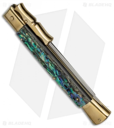 AGA Campolin 13" Bat Swinguard Automatic Brass/Abalone (5.75" Satin Dagger) - Image 3