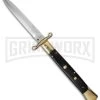 AGA Campolin 13" Stiletto Brass Swinguard Ebony Wood Automatic Knife - Dagger