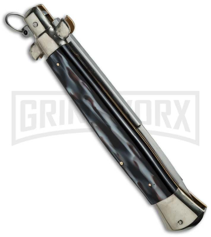 A.G.A. Campolin 15" Italian Stiletto Sim Horn Ring Pull Automatic Knife - Bayo - Image 2