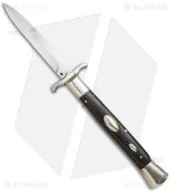 AGA Campolin 13" Bat Swinguard Automatic Knife Ebony Wood (5.75" Satin Bayonet)