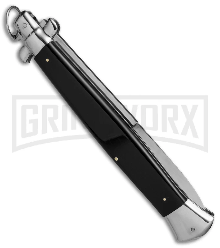 A.G.A. Campolin 18" Italian Stiletto Black Ring Pull Automatic Knife - Bayonet - Image 3