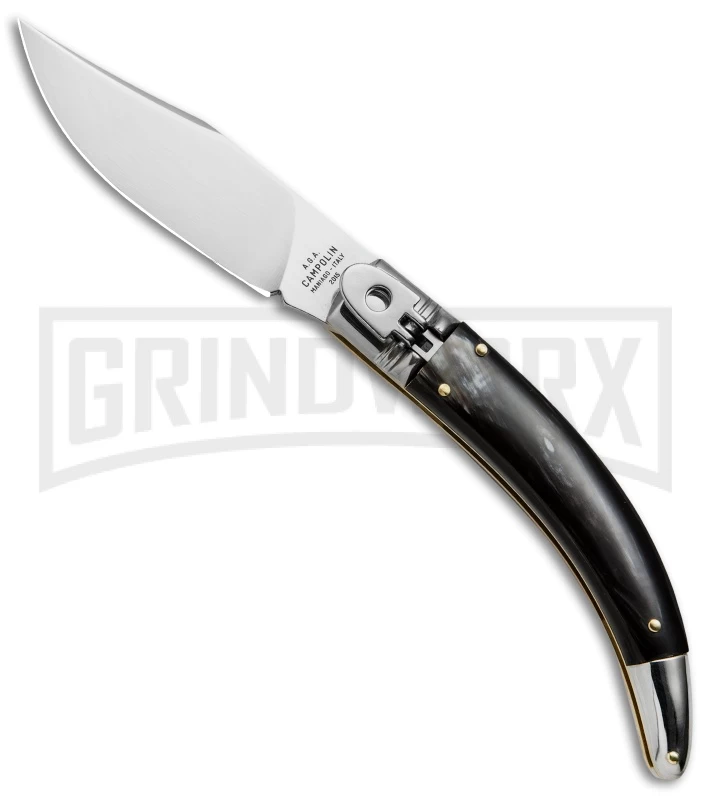 AGA Campolin Diana Dark Horn Lever Lock Automatic Knife - Satin Plain